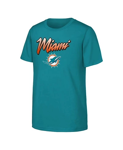 Outerstuff Big Boys and Girls Aqua Miami Dolphins Team Spirit T-Shirt