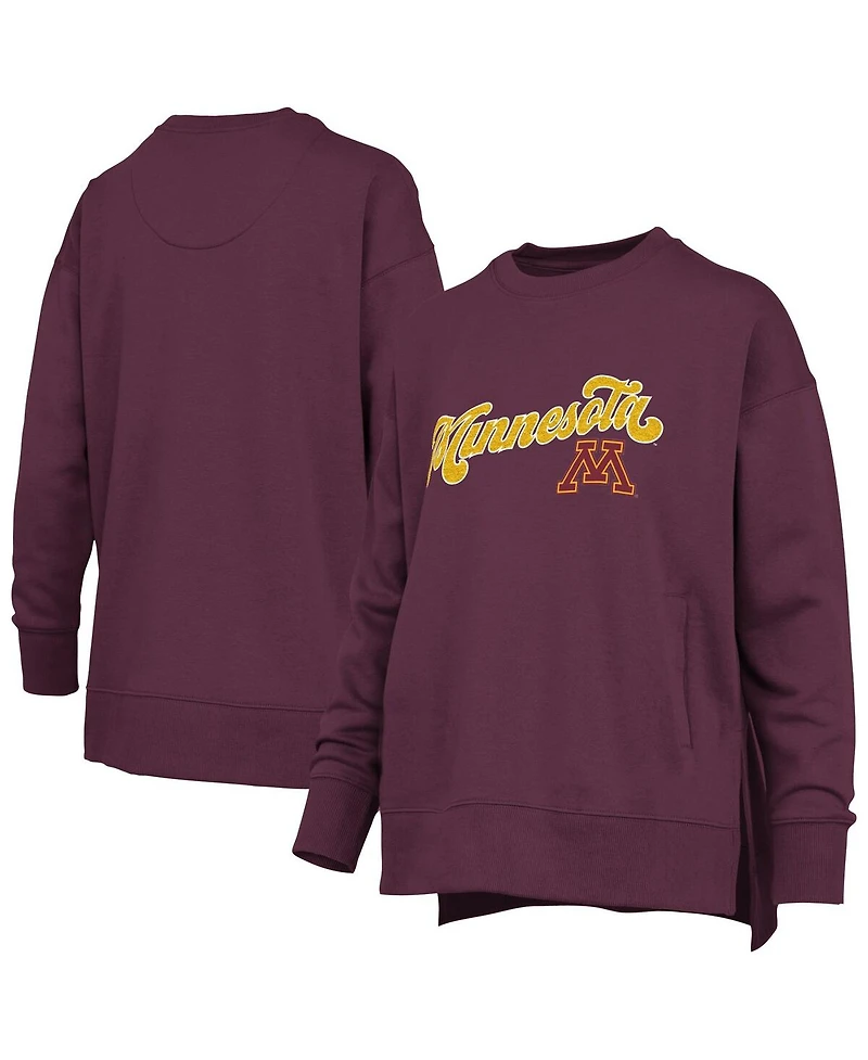 Pressbox Women's Maroon Minnesota Golden Gophers Bonanza Chenille Harper Script Sweatshirt