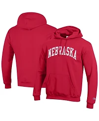 Champion Men's Scarlet Nebraska Huskers Basic Arch Fleece Pullover Hoodie