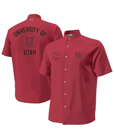 Under Armour Men's Red Utah Utes Gameday Armourfuse Camp Button-Up Shirt