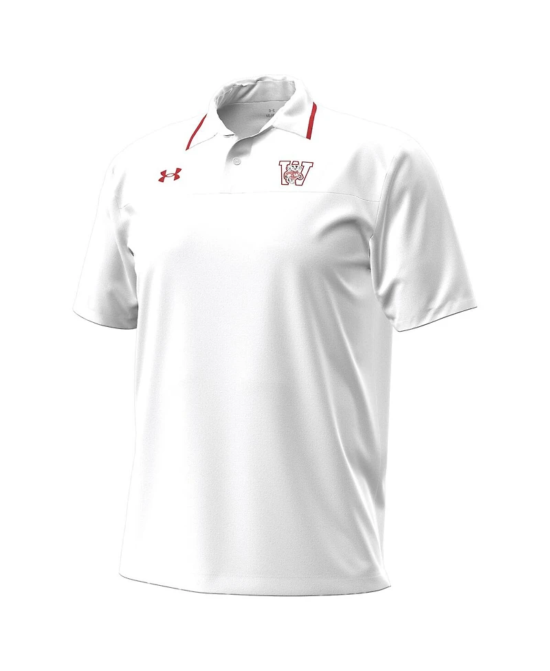 Under Armour Men's White Wisconsin Badgers 1980 Throwback Game Polo Shirt