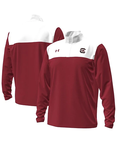 Under Armour Men's Garnet/White South Carolina Gamecocks Green Blocked Quarter-Zip Pullover Hoodie