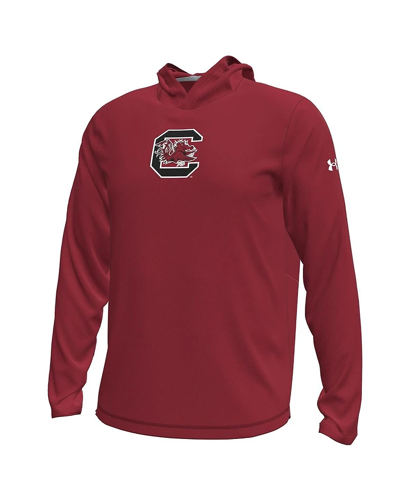 Under Armour Men's Garnet South Carolina Gamecocks Sideline Knockout Long-Sleeve Hooded T-Shirt