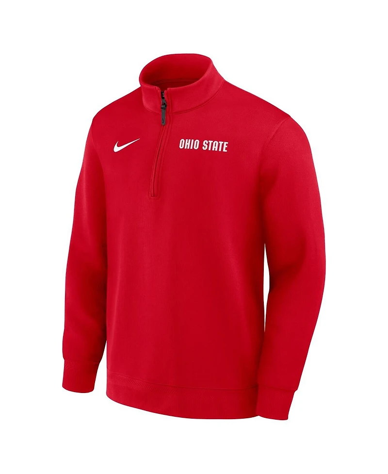 Nike Men's Scarlet Ohio State Buckeyes 2025 Coaches Premium Dri-fit Half-Zip Pullover Hoodie