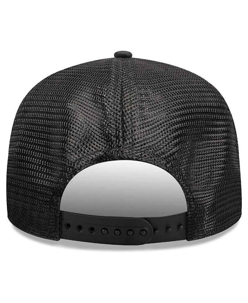 New Era Men's Black Los Angeles Lakers Quilted Nylon 9SEVENTY Trucker Adjustable Hat