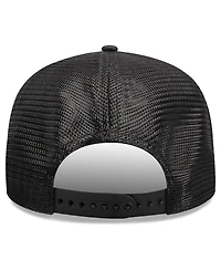 New Era Men's Black Los Angeles Lakers Quilted Nylon 9SEVENTY Trucker Adjustable Hat