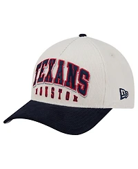 New Era Men's Cream/Navy Houston Texans Two-Tone Sided Corduroy 9FORTY A-Frame Adjustable Hat
