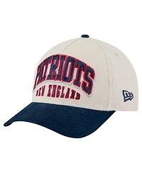 New Era Men's Cream/Navy New England Patriots Two-Tone Sided Corduroy 9FORTY A-Frame Adjustable Hat