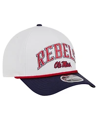 New Era Men's White/Navy Ole Miss Rebels Arch Two-Tone Rope 9FORTY A-Frame M-Crown Adjustable Hat