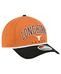 New Era Men's Texas Orange/Black Texas Longhorns Arch Two-Tone Rope 9FORTY A-Frame M-Crown Adjustable Hat