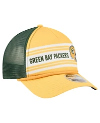 New Era Men's Gold Green Bay Packers Linear A-Frame 9FORTY Adjustable Hat