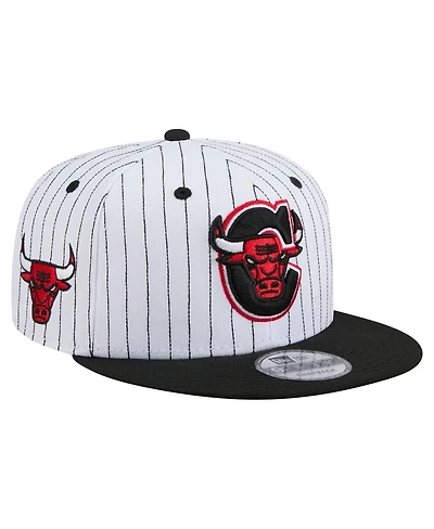 New Era Men's White/Black Chicago Bulls Deceptor Pinstripe 9FIFTY Snapback Hat