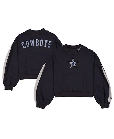 New Era Women's Navy Dallas Cowboys Sport Night Mock Neck Balloon Sleeve Pullover Sweatshirt