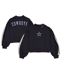 New Era Women's Navy Dallas Cowboys Sport Night Mock Neck Balloon Sleeve Pullover Sweatshirt