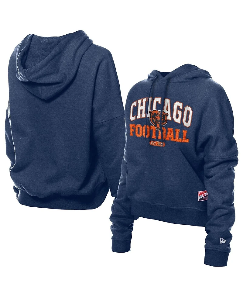 New Era Women's Navy Chicago Bears Throwback Boxy Hoodie Sweatshirt