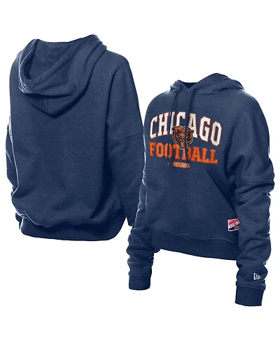 New Era Women's Navy Chicago Bears Throwback Boxy Hoodie Sweatshirt