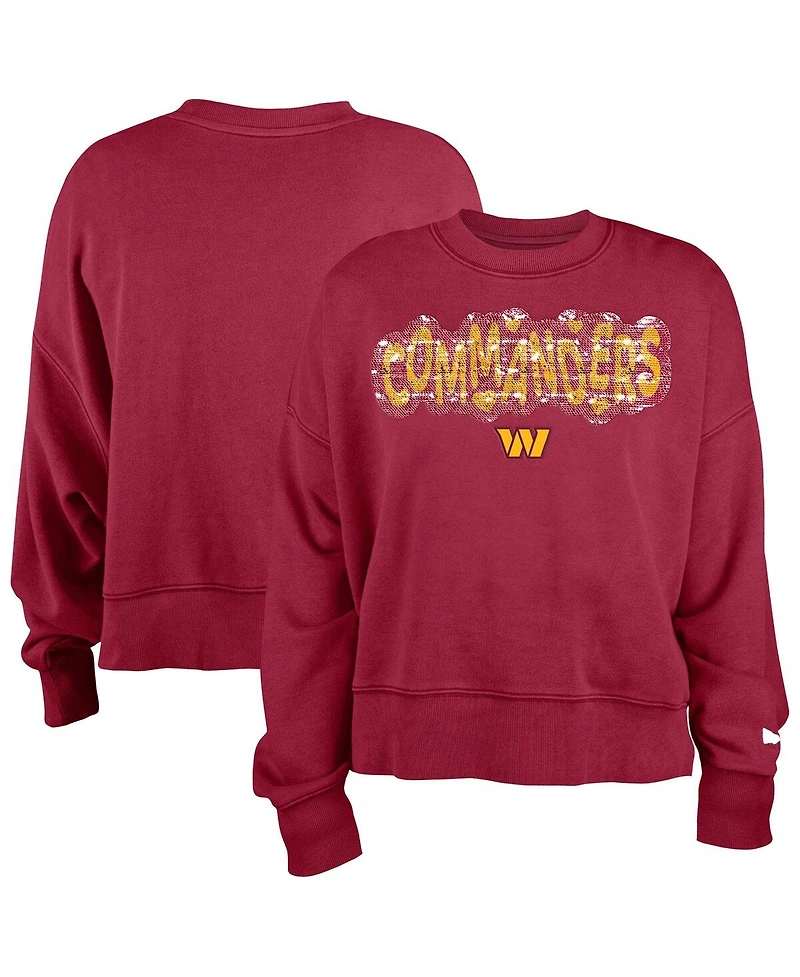 New Era Girl's Burgundy Washington Commanders Flip Sequin Sweatshirt