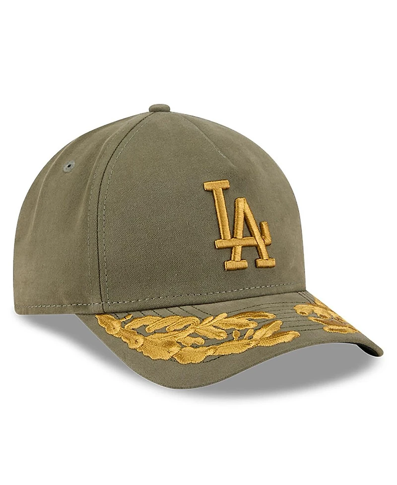 New Era Men's Olive Los Angeles Dodgers A-Frame 9FORTY Adjustable Hat