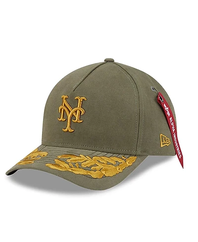 New Era Men's Olive New York Mets A-Frame 9FORTY Adjustable Hat