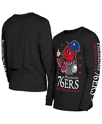 New Era Men's Black Philadelphia 76ers Old School Sport Long Sleeve T-Shirt