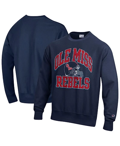 Champion Men's Navy Ole Miss Rebels Vault Late Night Reverse Weave Pullover Sweatshirt