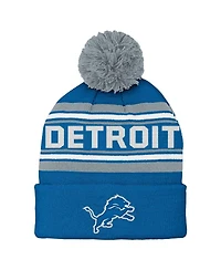Outerstuff Preschool Blue Detroit Lions Jacquard Cuffed with Pom Knit Hat