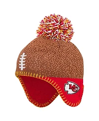 Outerstuff Preschool Brown Kansas City Chiefs Football Head with Pom Knit Hat