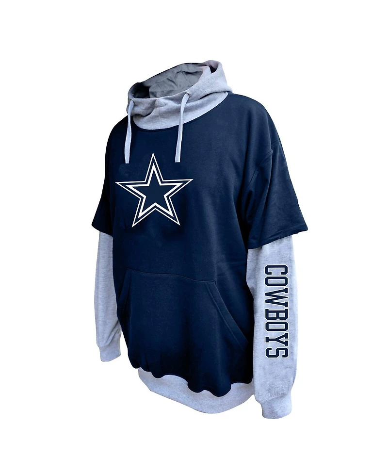 Fanatics Men's Navy/Heather Gray Dallas Cowboys Big Tall Twofer Pullover Hoodie