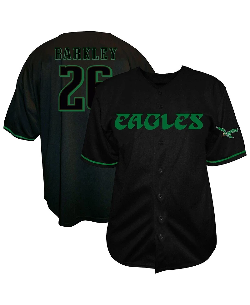 Fanatics Men's Saquon Barkley Black Philadelphia Eagles Big Tall Baseball Button-Up Shirt