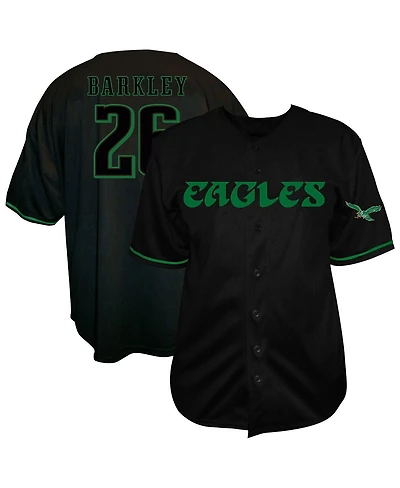 Fanatics Men's Saquon Barkley Black Philadelphia Eagles Big Tall Baseball Button-Up Shirt