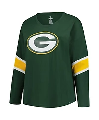 Fanatics Women's Green Bay Packers Plus Size Redzone 3/4-Sleeve Scoop Neck T-Shirt