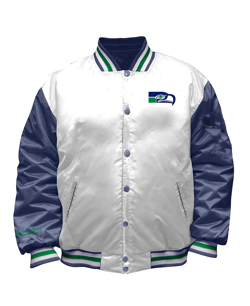 Mitchell & Ness Women's White Seattle Seahawks Throwback Plus Full-Snap Satin Jacket