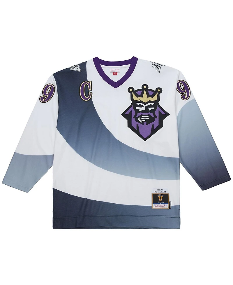 Mitchell & Ness Men's Wayne Gretzky White Los Angeles Kings Big Tall 1995-96 Blue Line 2.0 Jersey