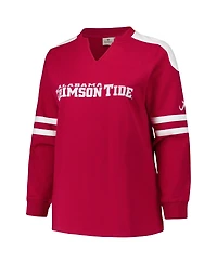 Fanatics Women's Crimson Alabama Tide Plus Contrast Sleeve Fleece Pullover Sweatshirt