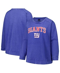 Profile Women's Royal New York Giants Plus Acid Wash Raglan Sweatshirt