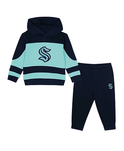 Outerstuff Toddler 2-Piece Deep Sea Blue/Light Blue Seattle Kraken Puck Hero Fleece Hoodie and Sweatpants Set