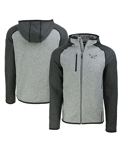 Cutter & Buck Men's Heather Gray/Heather Charcoal Philadelphia Eagles Throwback Mainsail Sweater-Knit Full-Zip Hoodie