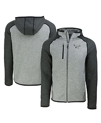 Cutter & Buck Men's Heather Gray/Heather Charcoal Philadelphia Eagles Throwback Mainsail Sweater-Knit Full-Zip Hoodie