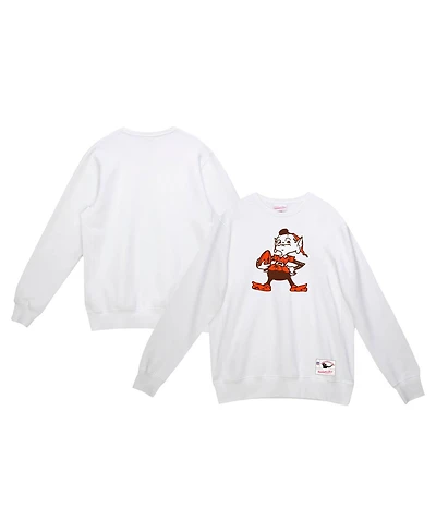 Mitchell & Ness Men's White Cleveland Browns Basic Fleece Pullover Sweatshirt