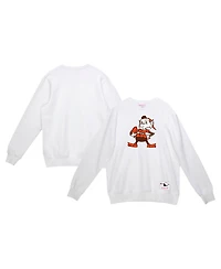 Mitchell & Ness Men's White Cleveland Browns Basic Fleece Pullover Sweatshirt