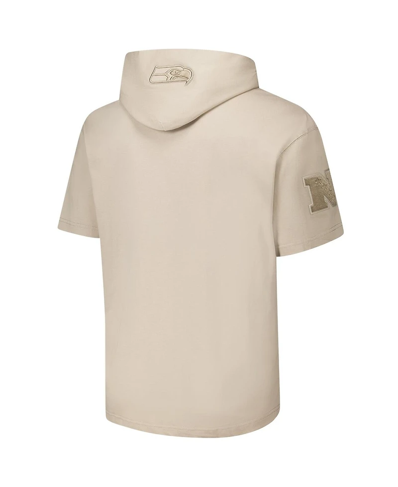 Pro Standard Men's Tan Seattle Seahawks Neutrals Capsule Short Sleeve Pullover Hoodie