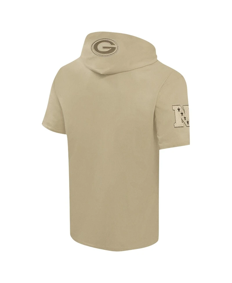 Pro Standard Men's Tan Green Bay Packers Neutrals Capsule Short Sleeve Pullover Hoodie