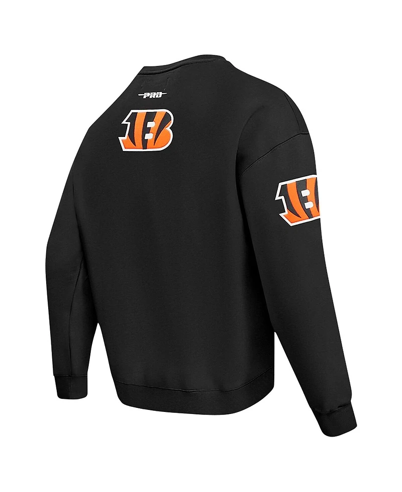 Pro Standard Men's Black Cincinnati Bengals Turn It Up Drop Shoulder Pullover Sweatshirt