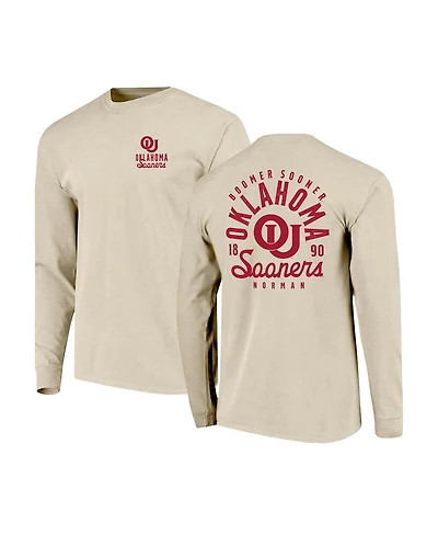 Image One Men's Natural Oklahoma Sooners Comfort Colors Mascot Overlay Long Sleeve T-Shirt