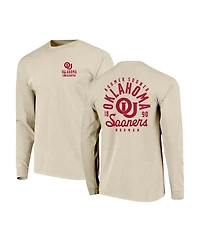 Image One Men's Natural Oklahoma Sooners Comfort Colors Mascot Overlay Long Sleeve T-Shirt
