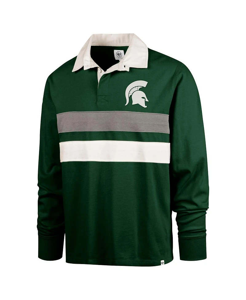 '47 Brand Men's Green Michigan State Spartans Clubhouse Knox Thames Long Sleeve Rugby Polo Shirt