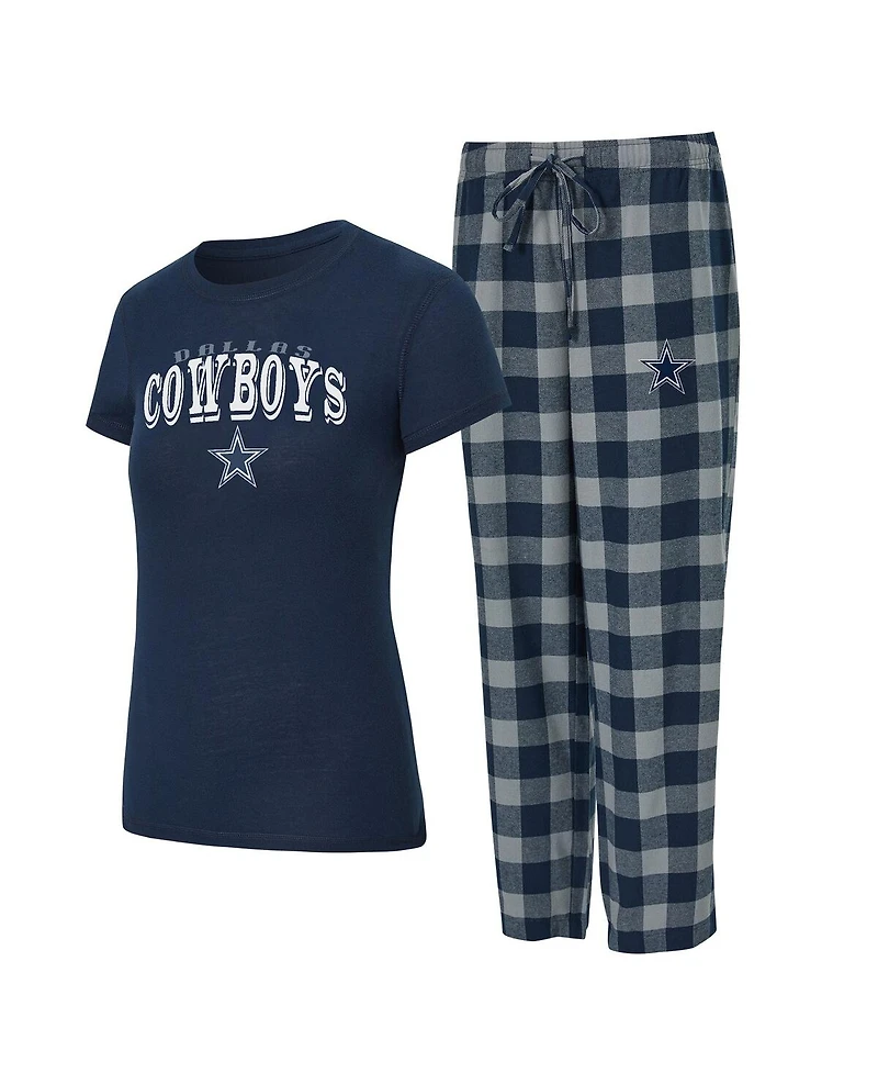 Concepts Sport Women's 2-Piece Navy/Gray Dallas Cowboys Avondale T-Shirt and Pants Flannel Pj Set