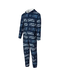Concepts Sport Men's Navy Dallas Cowboys Shuffle All-Over-Print Microfleece Full-Zip Union Suit