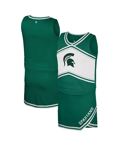 Colosseum Big Girls 2-Piece Green Michigan State Spartans Cheerleader Top and Skirt Set