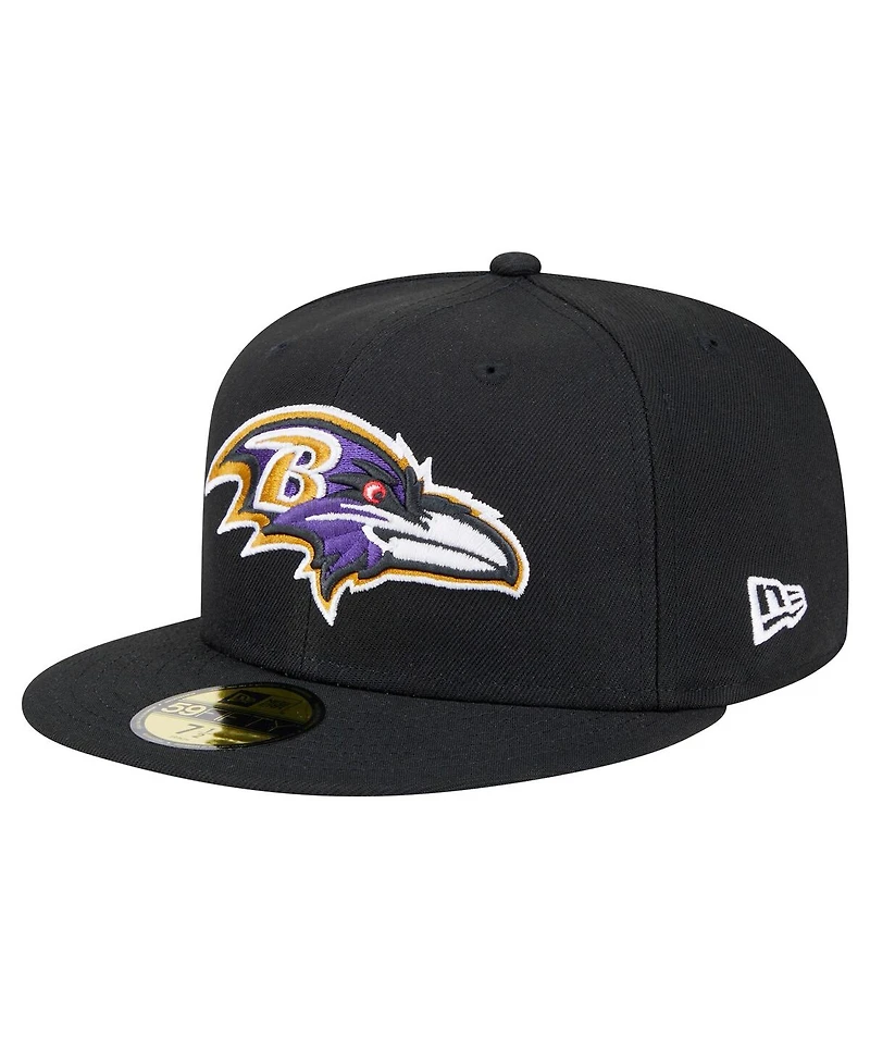 New Era Men's Black Baltimore Ravens Main Patch 59FIFTY Fitted Hat